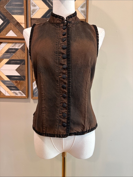 Ralph Lauren Jackets & Blazers - Vintage Ralph Lauren Blue Label Equestrian Brown Denim Button Up Vest size 8